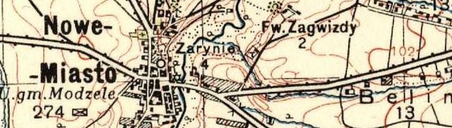 Mapa okolic Nowego Miasta z 1937 r.